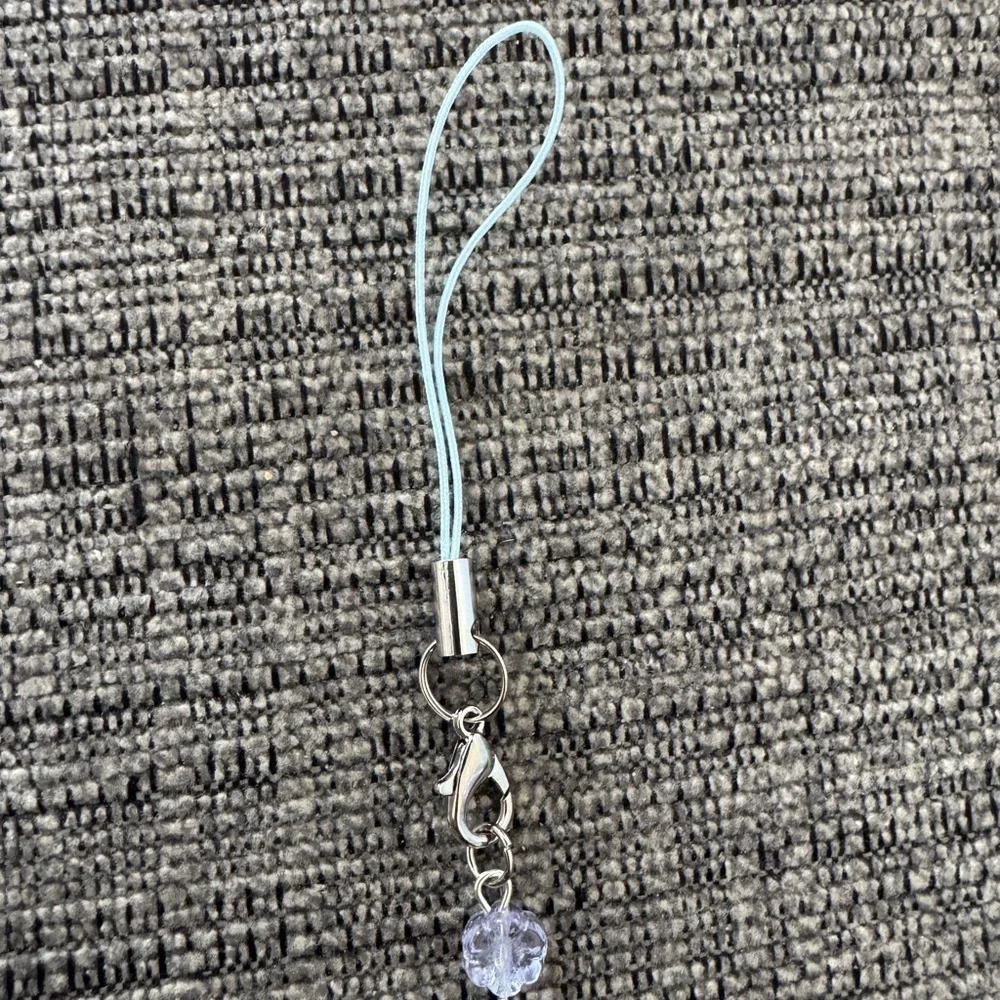 Elegant Blue Periwinkle Handmade Beaded Phone Charm